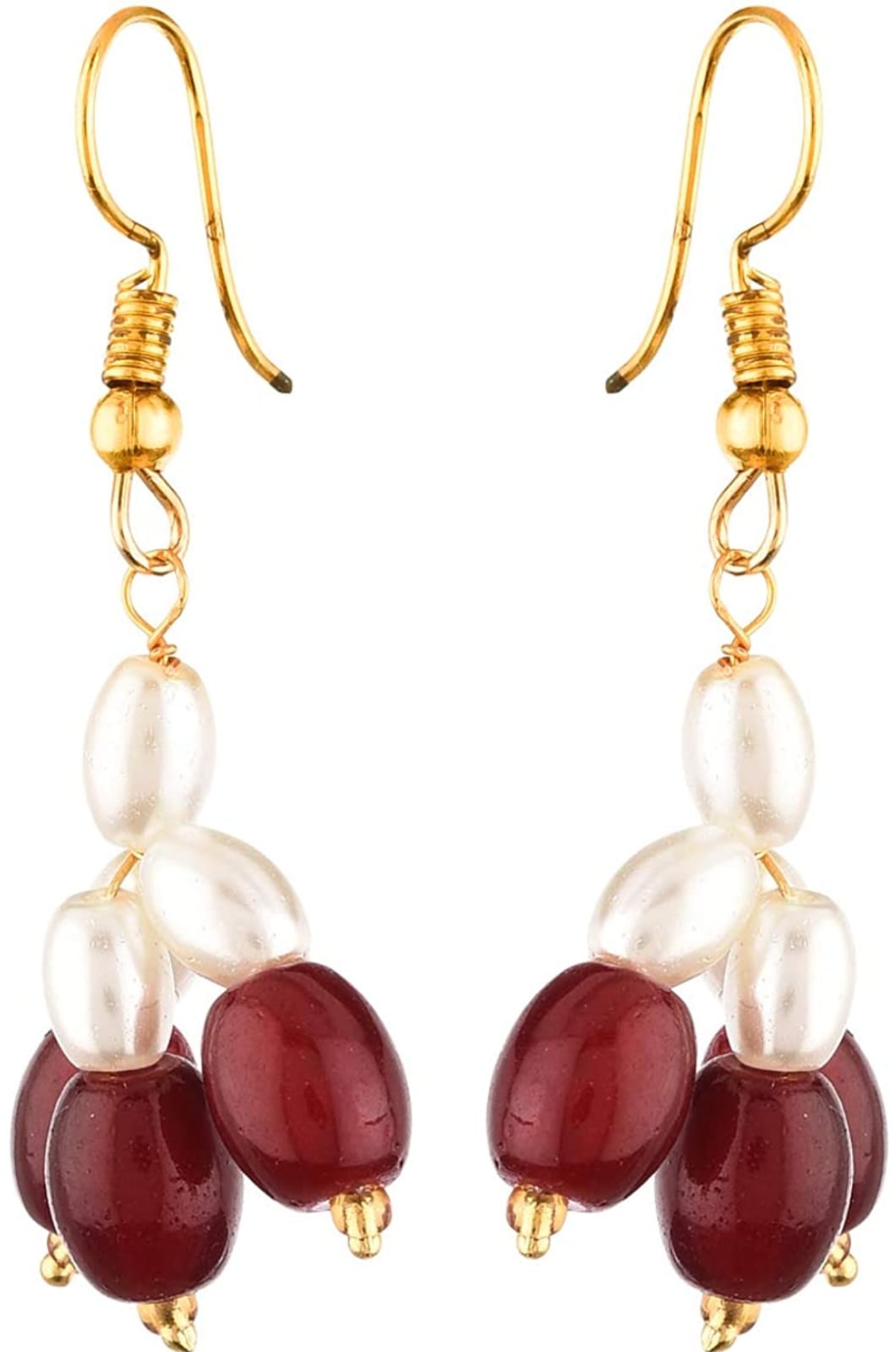 Gold-Plated Quartz & Pearls Beaded Brass Jewellery Set - Image 5