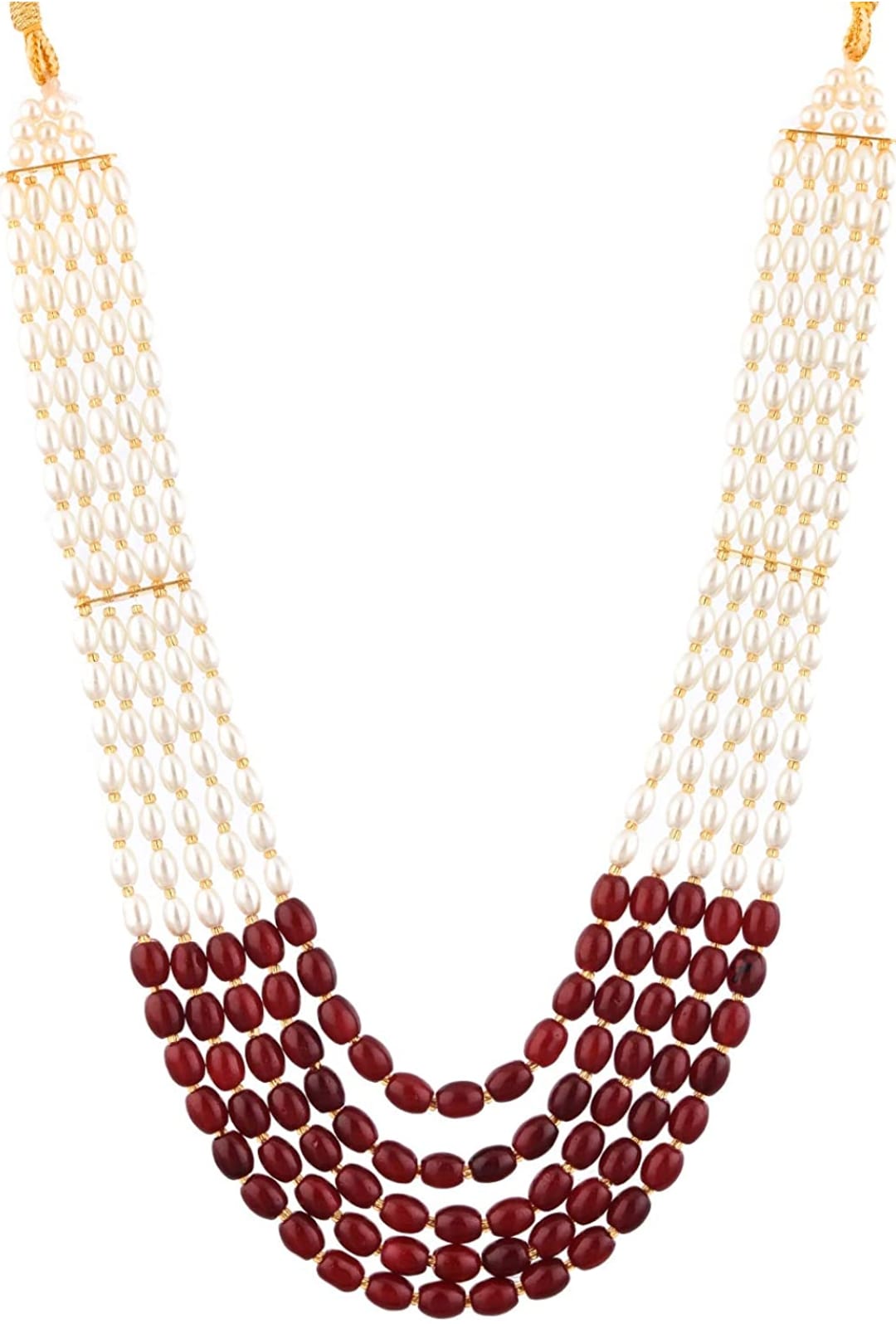 Gold-Plated Quartz & Pearls Beaded Brass Jewellery Set - Image 4