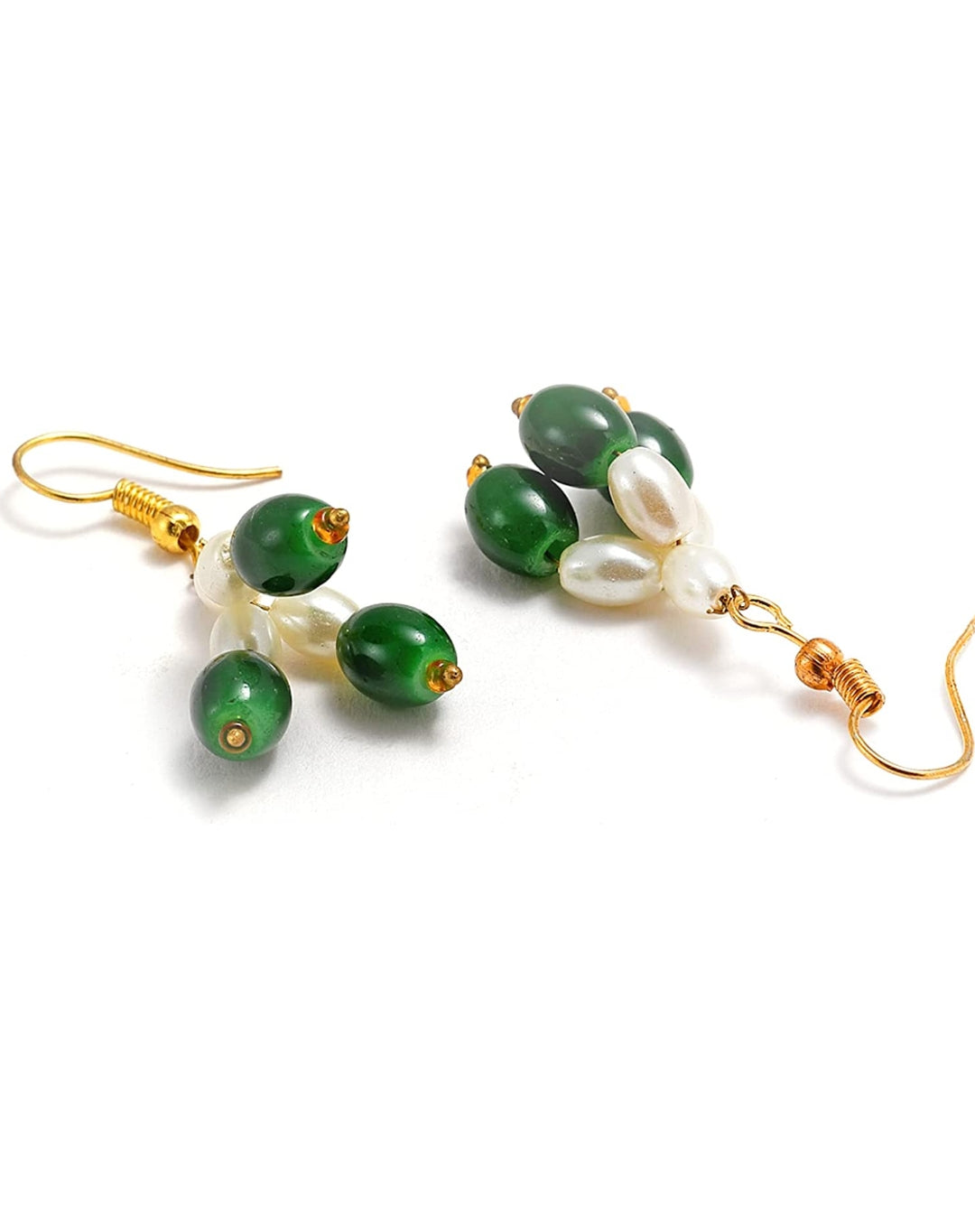 Gold-Plated Quartz & Pearls Beaded Brass Jewellery Set - Image 6