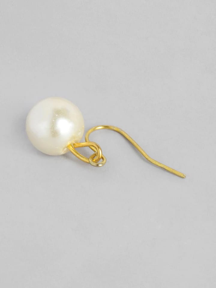 Gold-Plated Pearl-Beaded Necklace & Earrings Set - Image 7