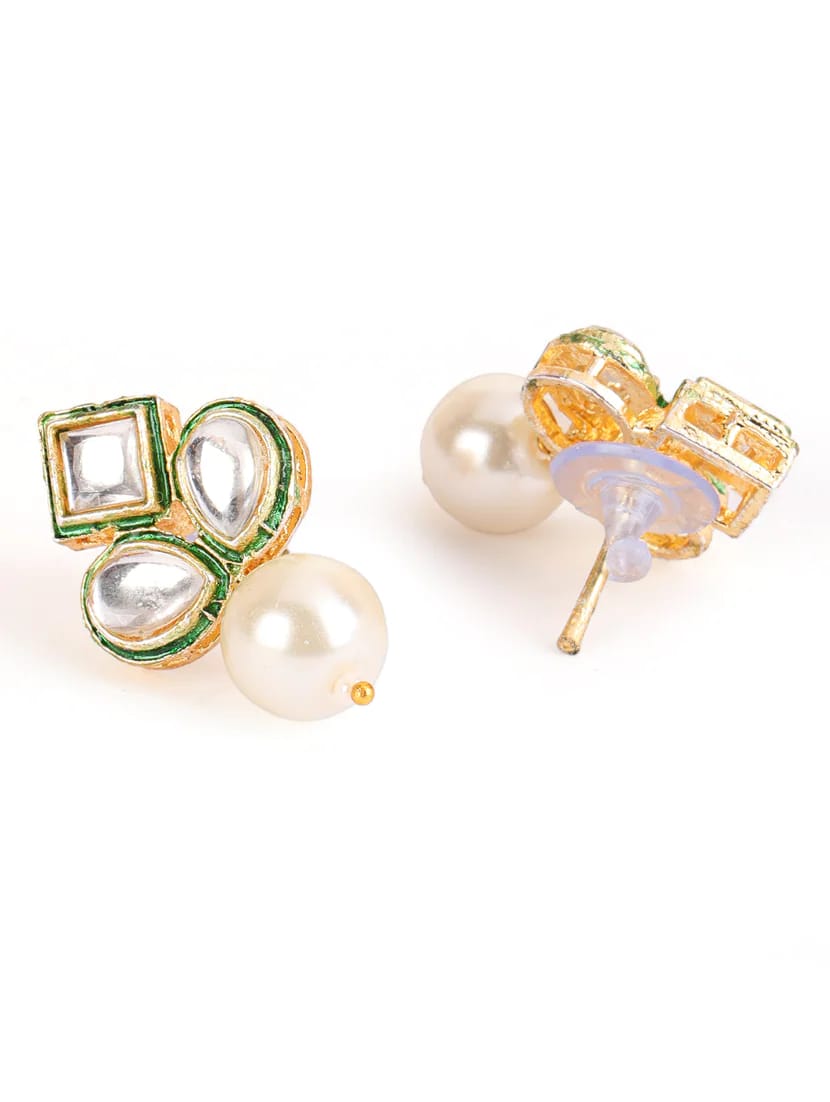 Gold-Plated Pearl-Beaded Necklace & Earrings Set - Image 6