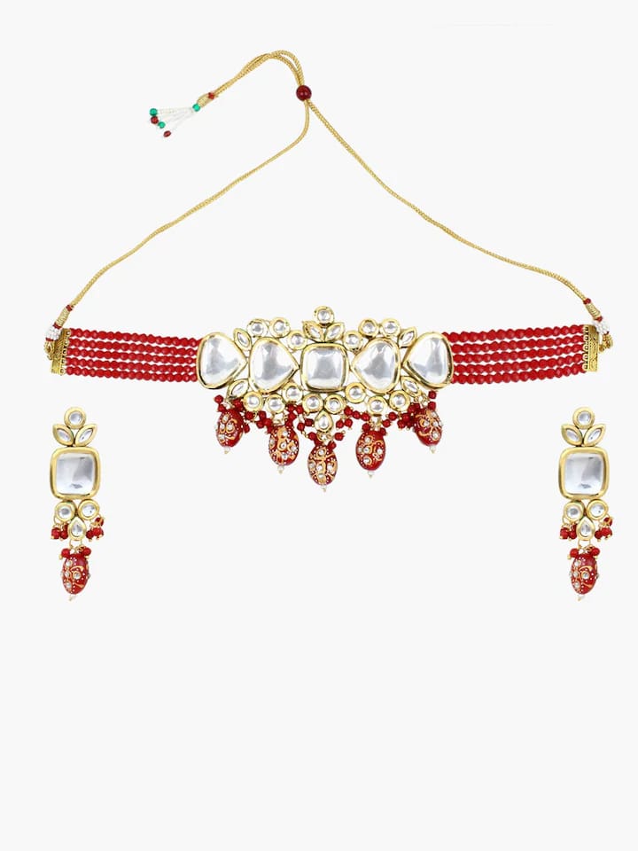 Gold Plated Kundan Choker Necklace - Image 2