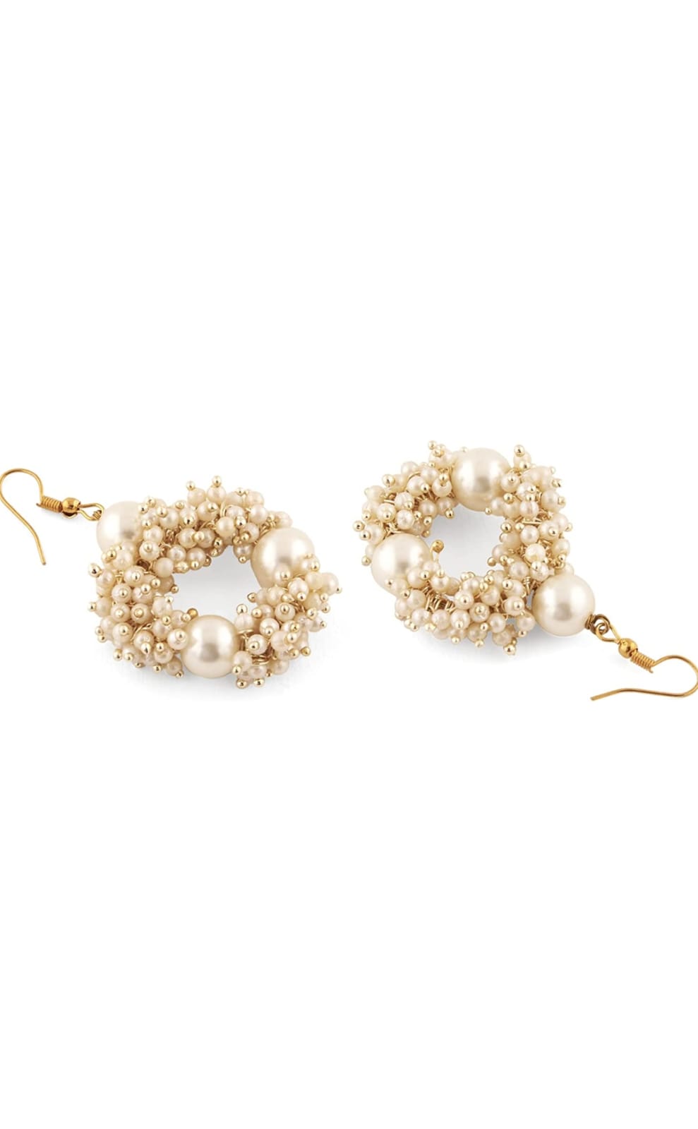 Gold Tone Multistrand Cluster Pearls Choker Necklace & Earring Set - Image 8