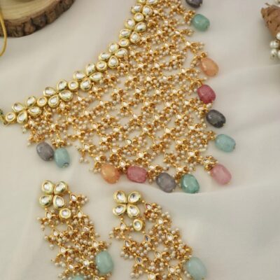 Multi Color Kundan Embellished Choker Set