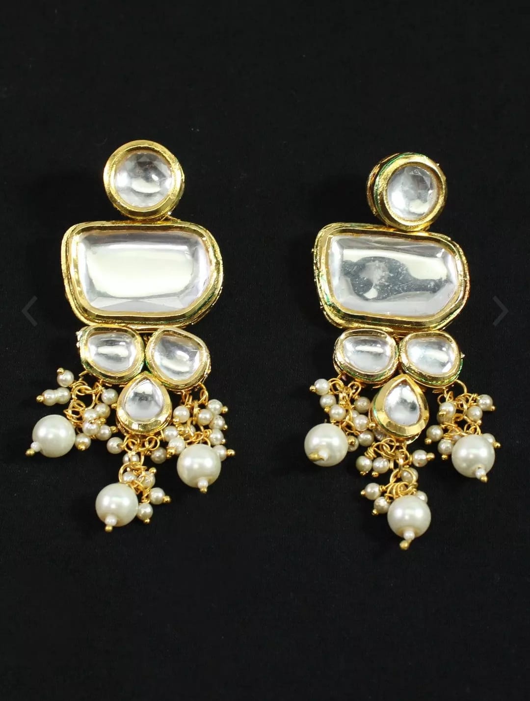 Gold Plated Kundan Polki Necklace Set - Image 5