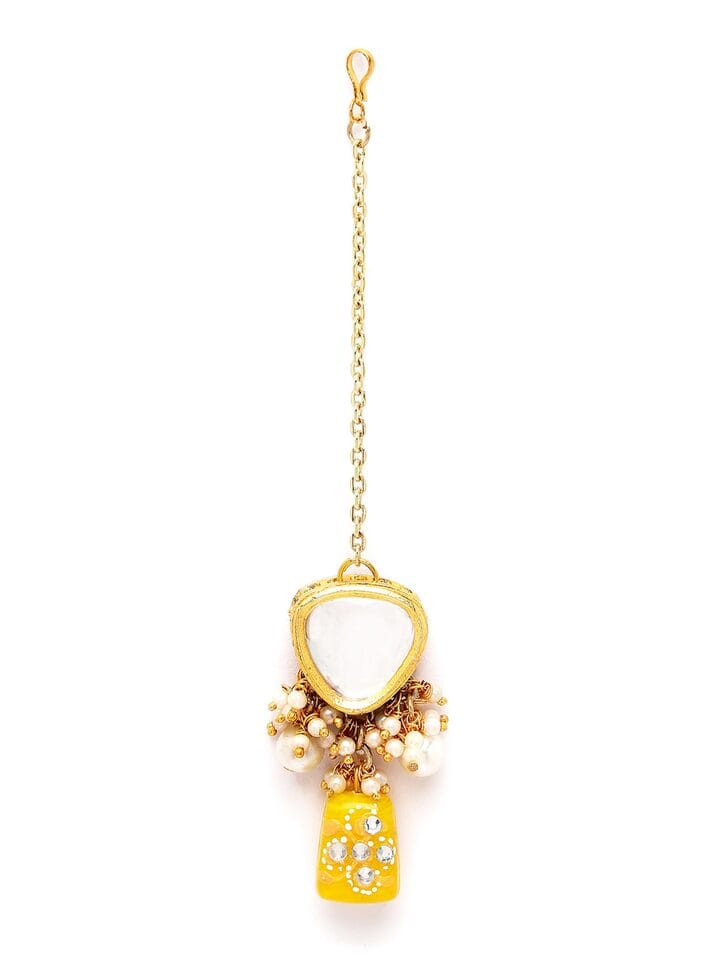 Gold Plated Kundan Polki Necklace Set - Image 5