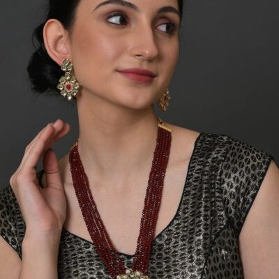 Gold Plated Kundan Polki Necklace Set