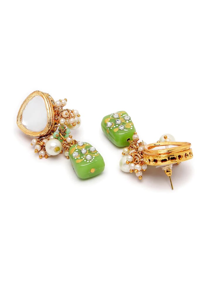 Gold Plated Kundan Polki Necklace Set - Image 6