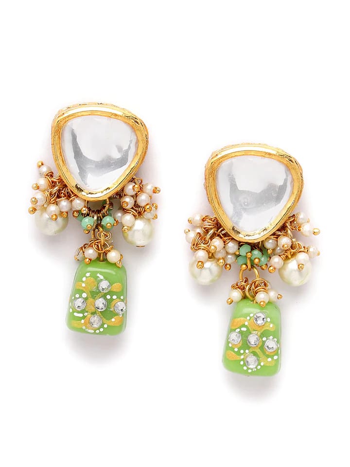 Gold Plated Kundan Polki Necklace Set - Image 7