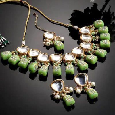 Gold Plated Kundan Polki Necklace Set