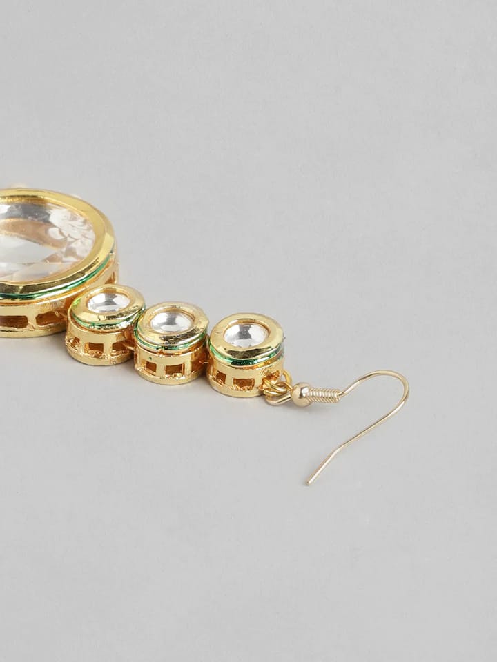 Gold Plated Kundan Polki Necklace Set - Image 5