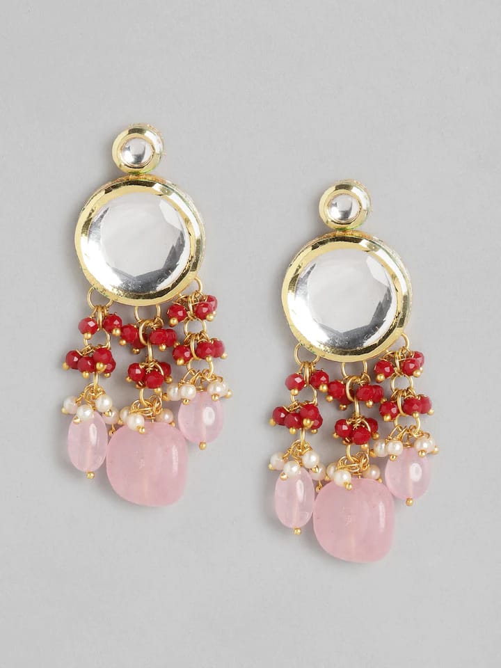 Gold Plated Kundan Polki Necklace Set - Image 9