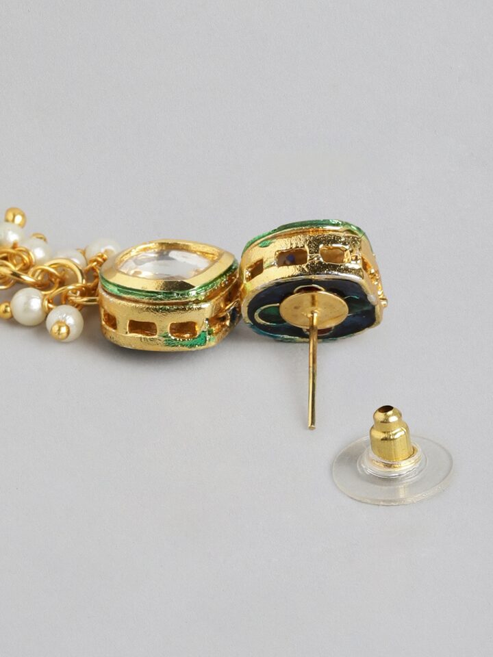Gold Plated Kundan Polki Necklace Set - Image 6