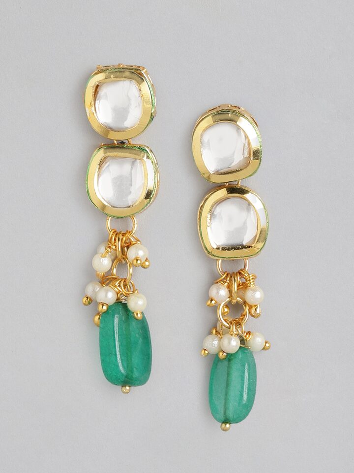 Gold Plated Kundan Polki Necklace Set - Image 7