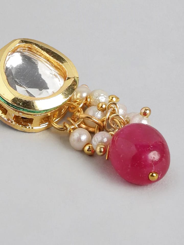 Gold Plated Kundan Polki Necklace Set - Image 7