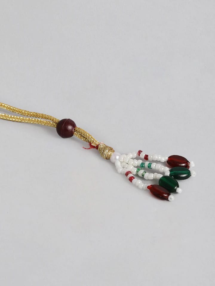 Gold Plated Kundan Polki Necklace Set - Image 9