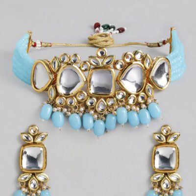 Gold Plated Kundan Polki Necklace Set