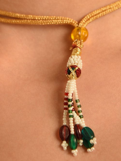 Gold Plated Kundan Polki Necklace Set - Image 5