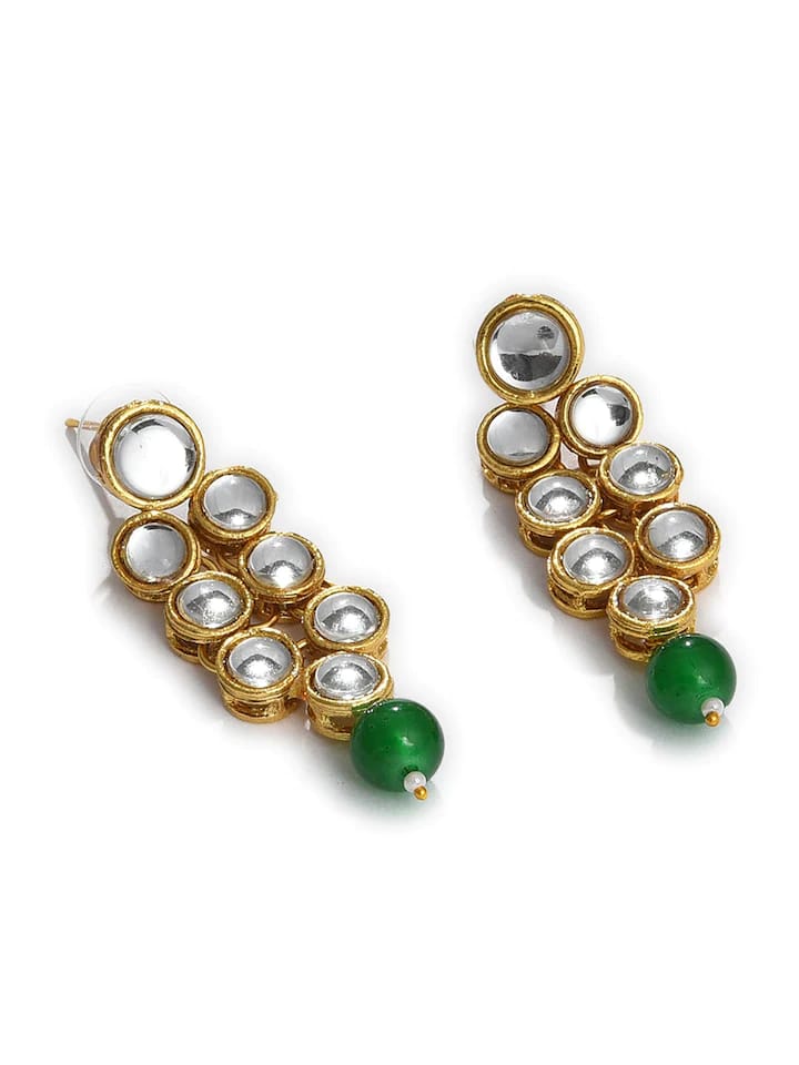 Gold Plated Kundan Polki Necklace Set - Image 3