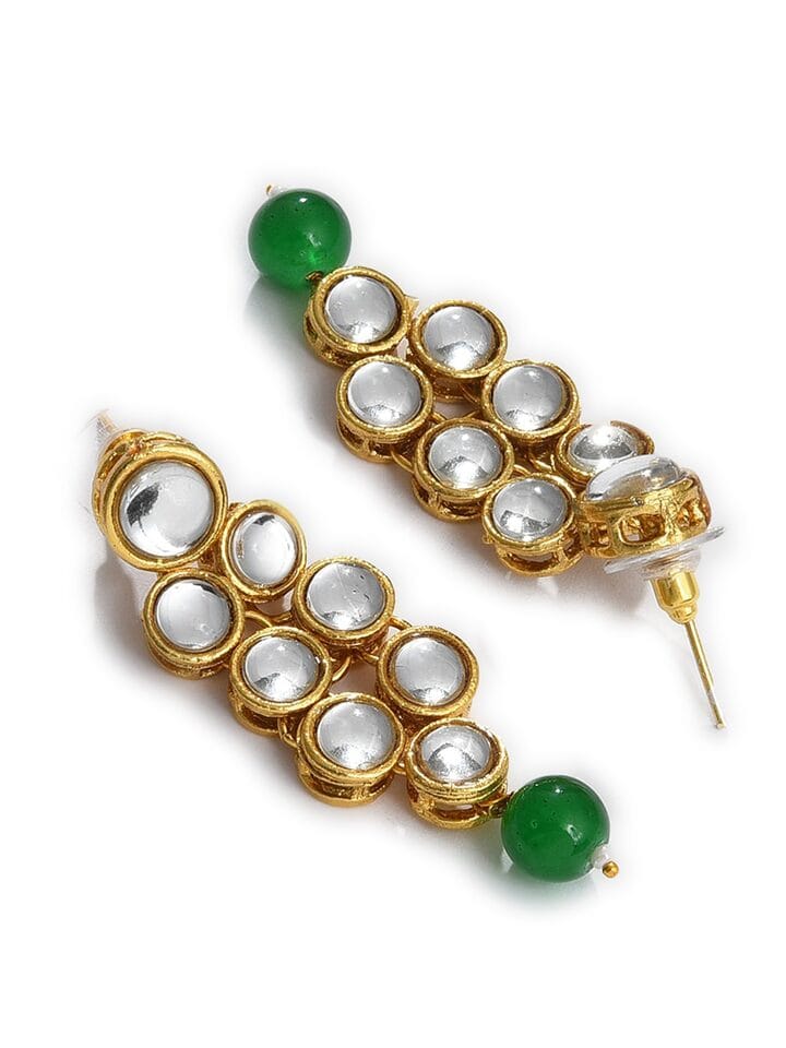 Gold Plated Kundan Polki Necklace Set - Image 5