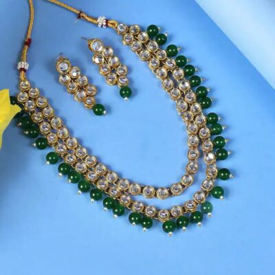 Gold Plated Kundan Polki Necklace Set