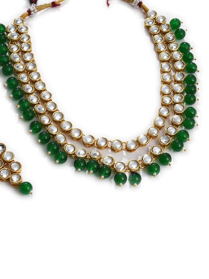 Gold Plated Kundan Polki Necklace Set - Image 6