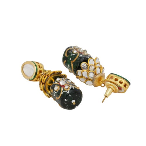 Gold Plated Kundan Polki Necklace Set - Image 5