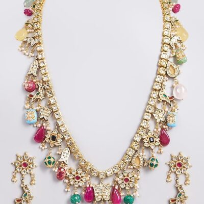 Gold Plated Kundan Polki Necklace Set