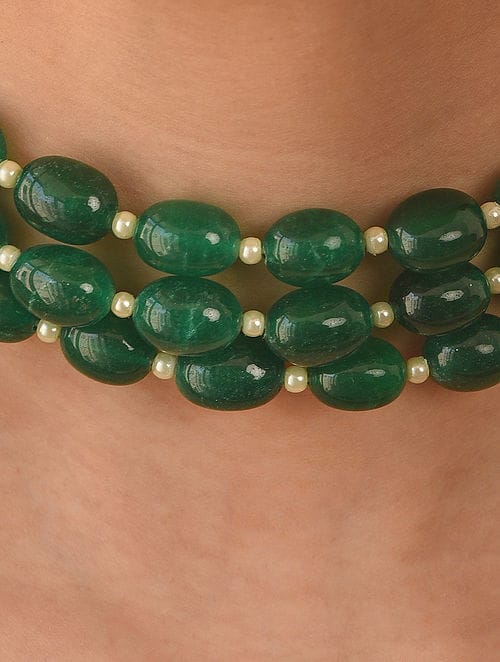 Green Beaded Choker Necklace - Image 3