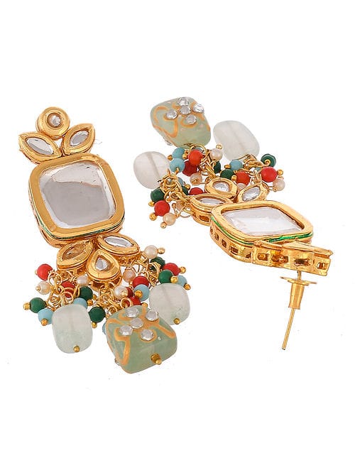 Jadau Kundan Necklace & Earrings Set - Image 6