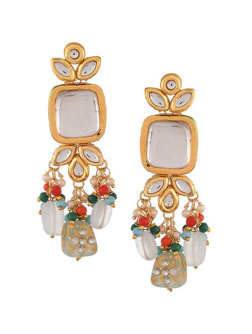 Jadau Kundan Necklace & Earrings Set - Image 5