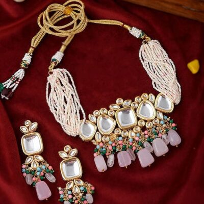 Jadau Kundan Necklace & Earrings Set