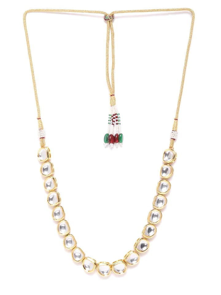 Jadau Kundan Necklace & Earrings Set - Image 3