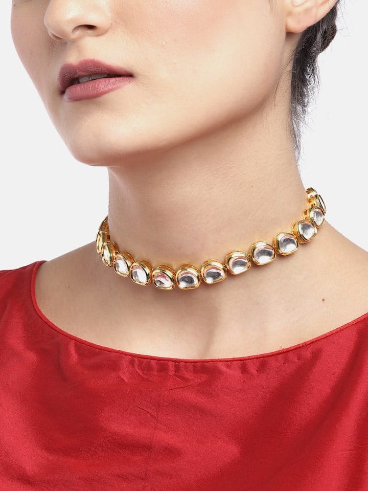 Jadau Kundan Necklace & Earrings Set - Image 2