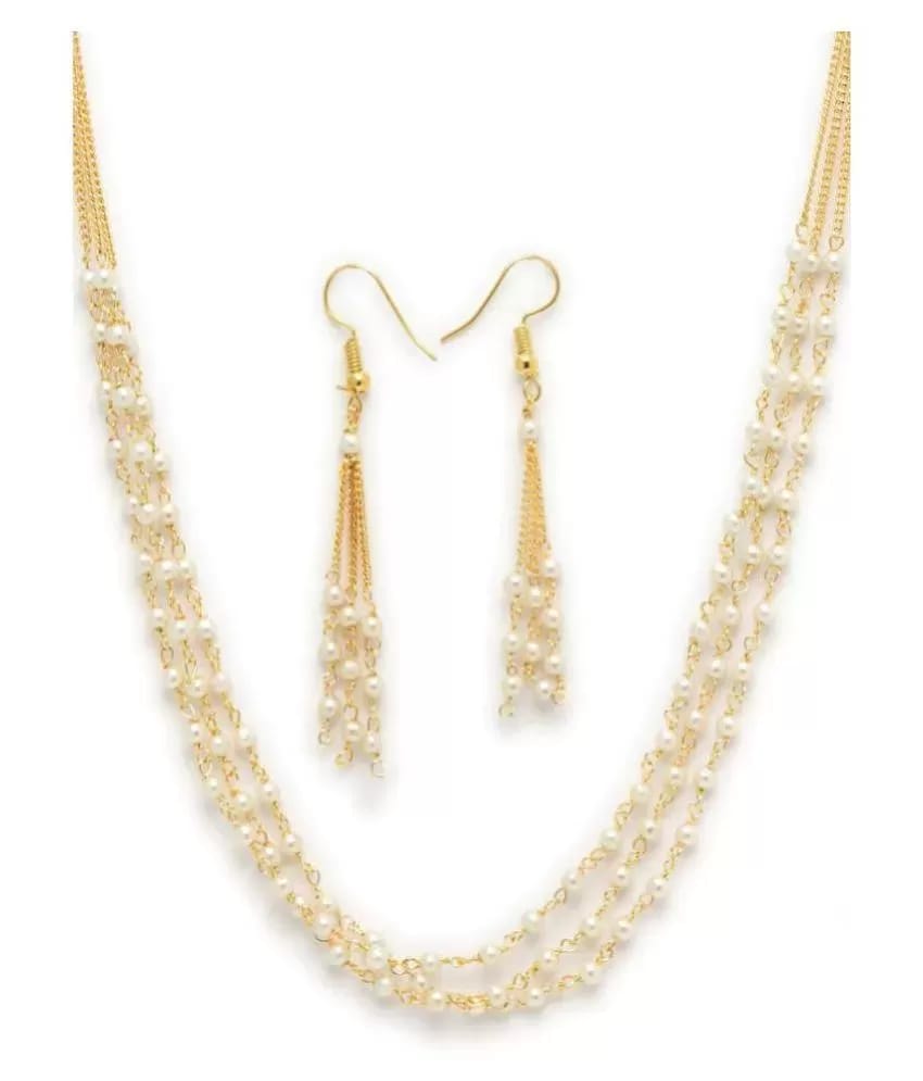 Gold-Plated Beaded Layered Necklace & Earrings Set - Image 5