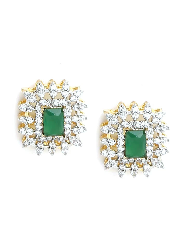 Green Stone With Silver Tone Ad Necklace Set - Image 5