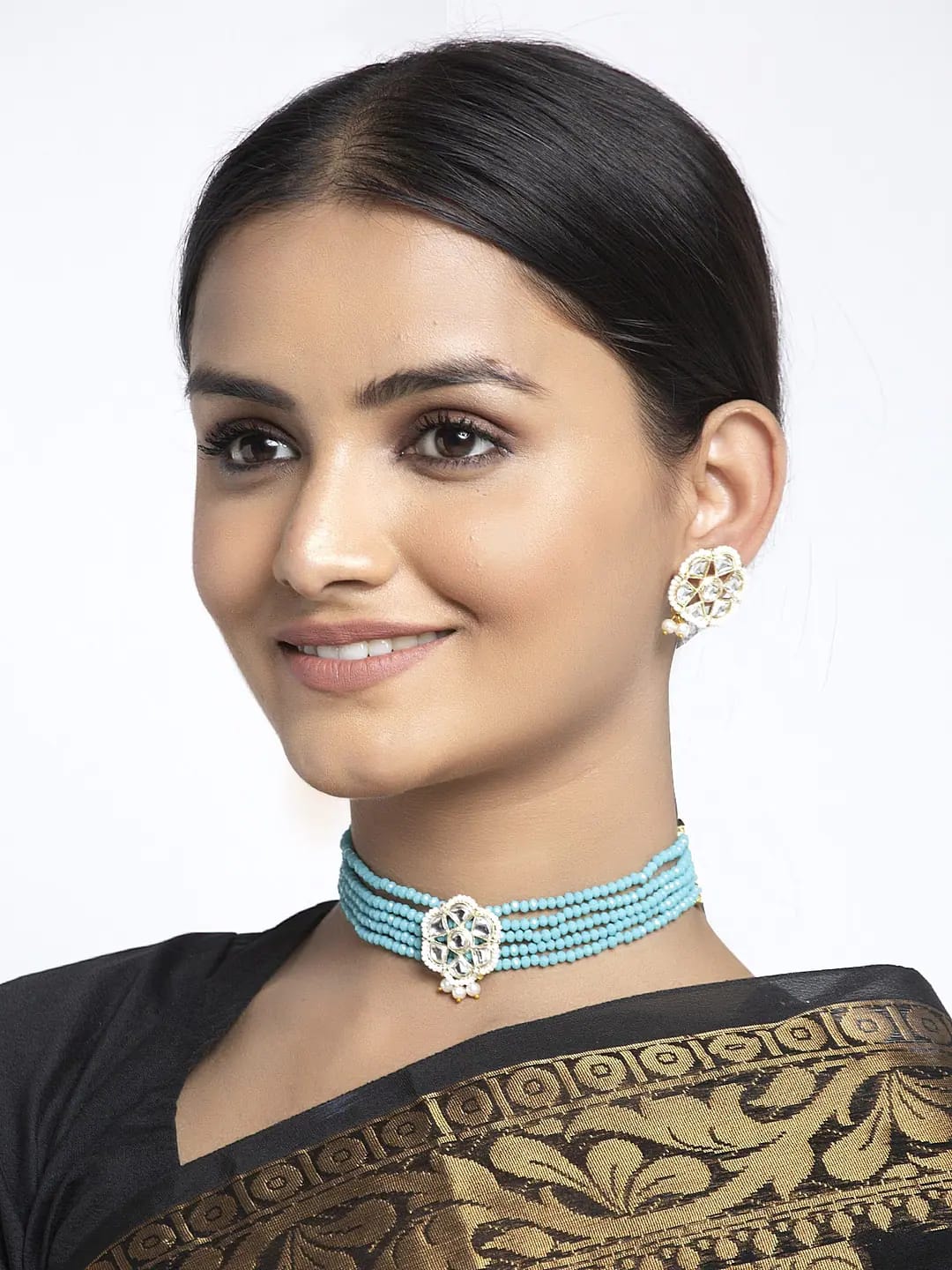 Gold Plated Elegant kundan Necklace set - Image 2