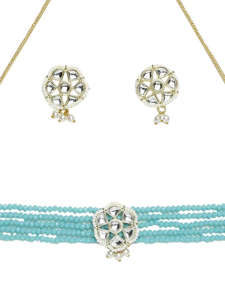 Gold Plated Elegant kundan Necklace set - Image 3