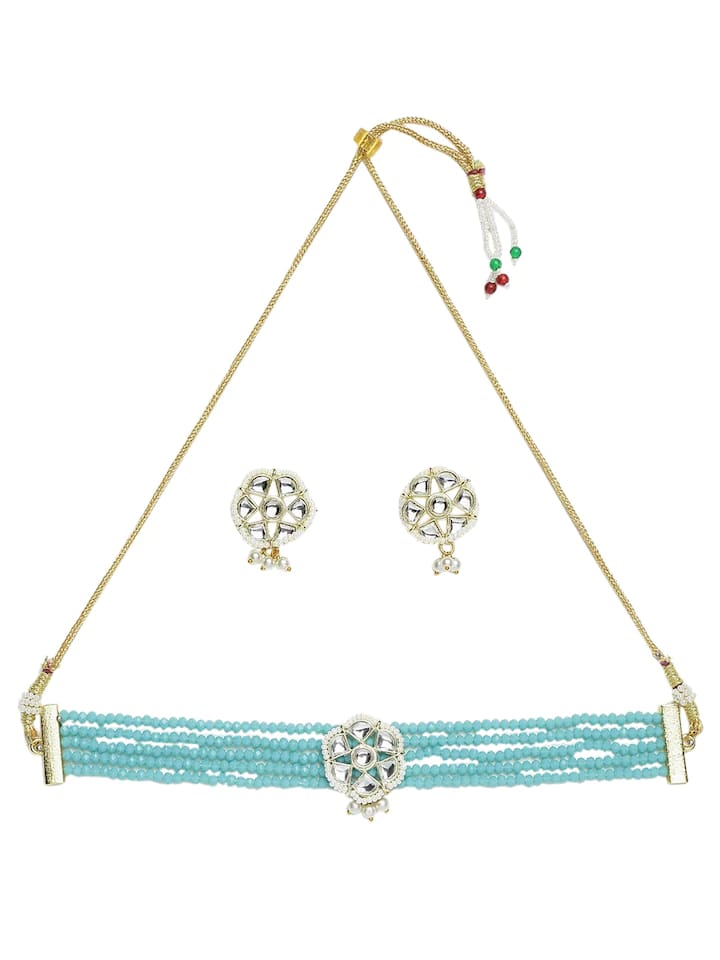 Gold Plated Elegant kundan Necklace set - Image 4