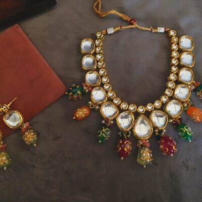 Gold Plated Elegant kundan Necklace set