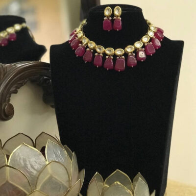 Gold Tone Kundan Choker Necklace Set