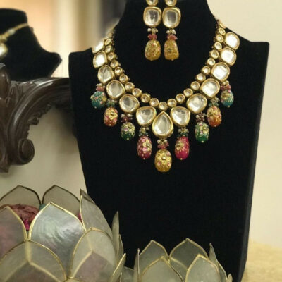 Gold Plated Elegant kundan Necklace set
