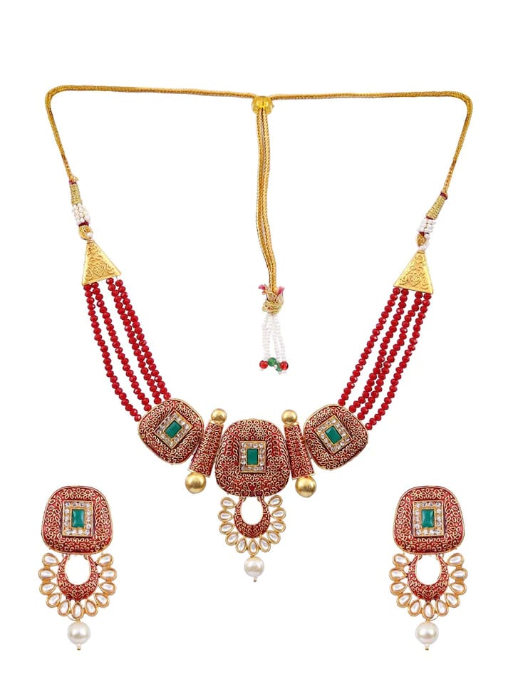 Gold Plated Elegant kundan Necklace set - Image 2