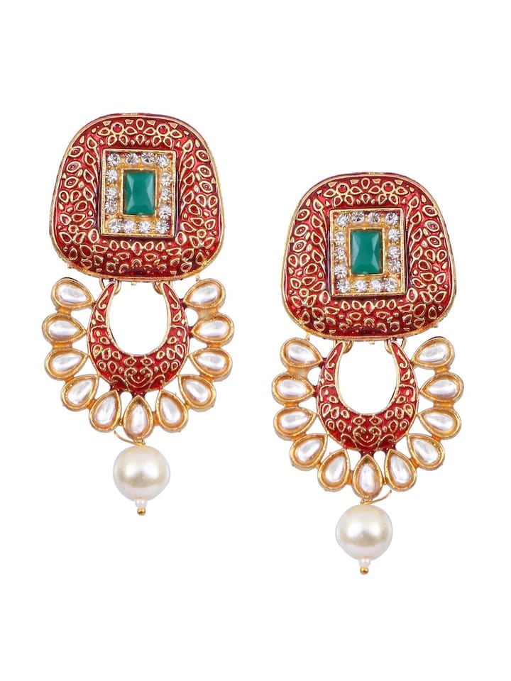Gold Plated Elegant kundan Necklace set - Image 5