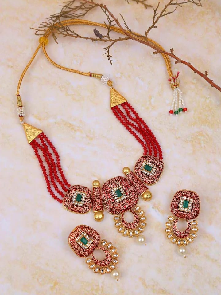 Gold Plated Elegant kundan Necklace set