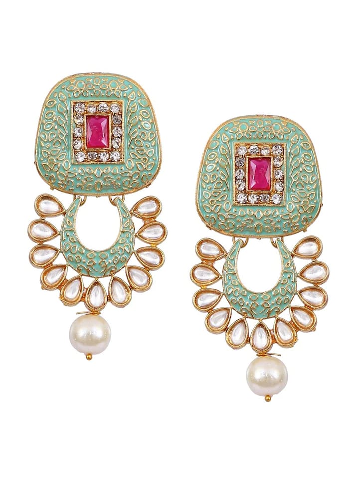 Gold Plated Elegant kundan Necklace set - Image 5