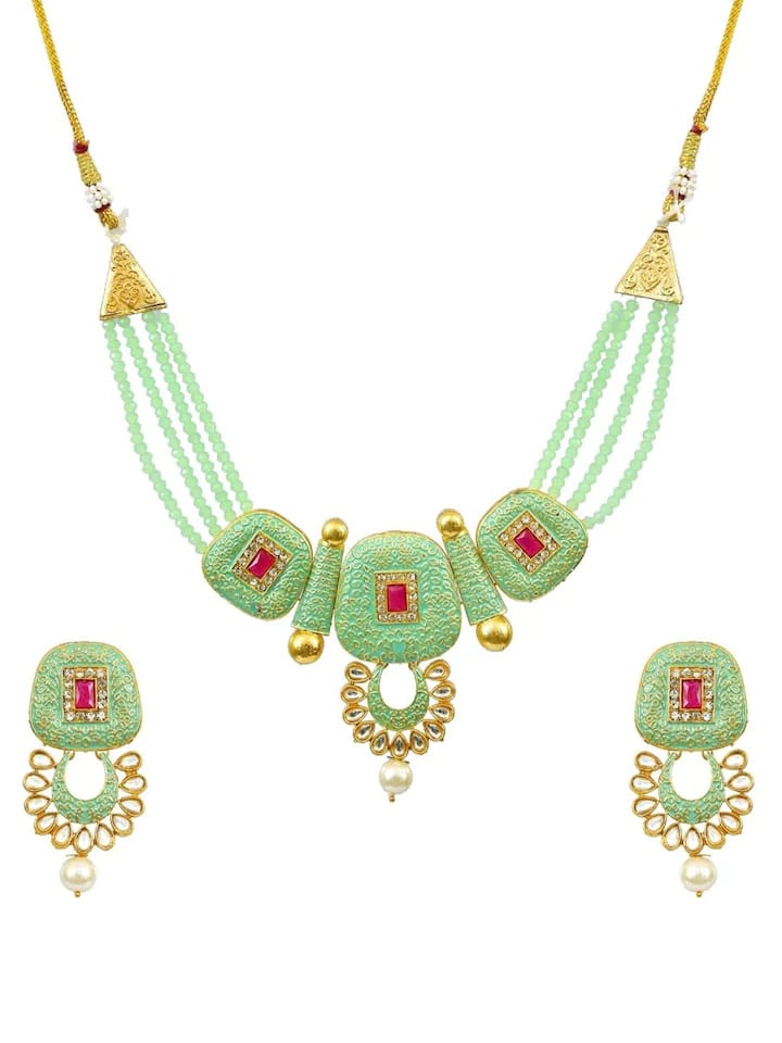 Gold Plated Elegant kundan Necklace set - Image 2