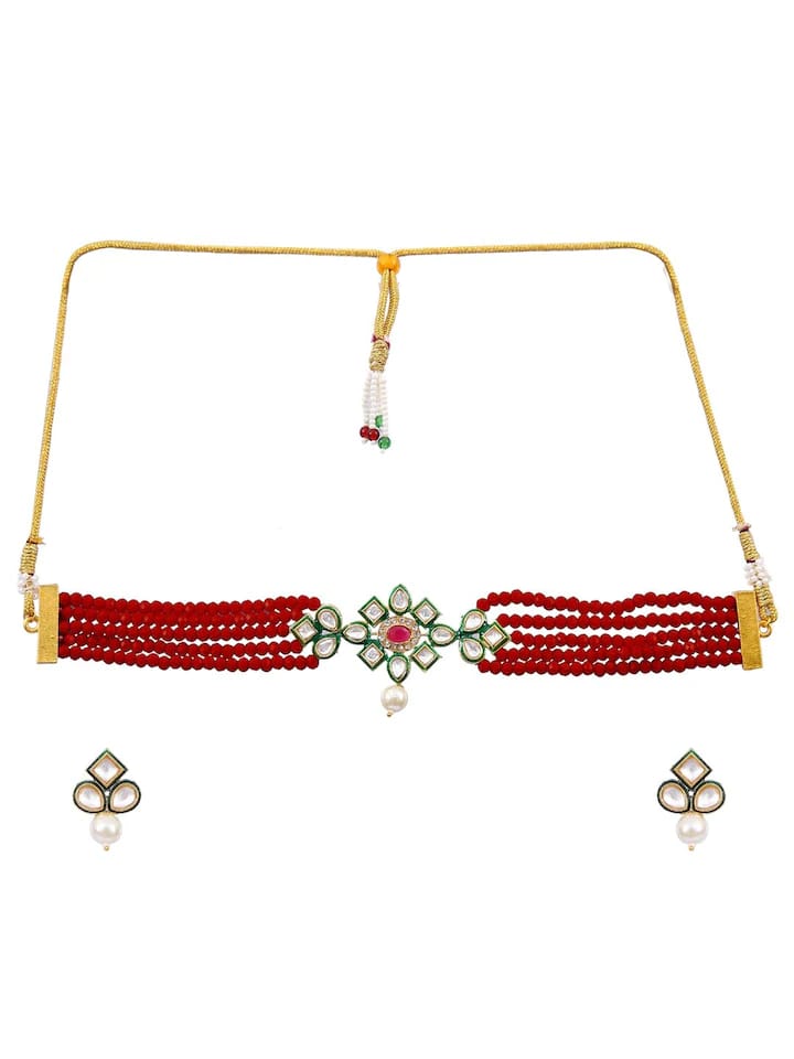 Gold Plated Elegant kundan Necklace set - Image 3
