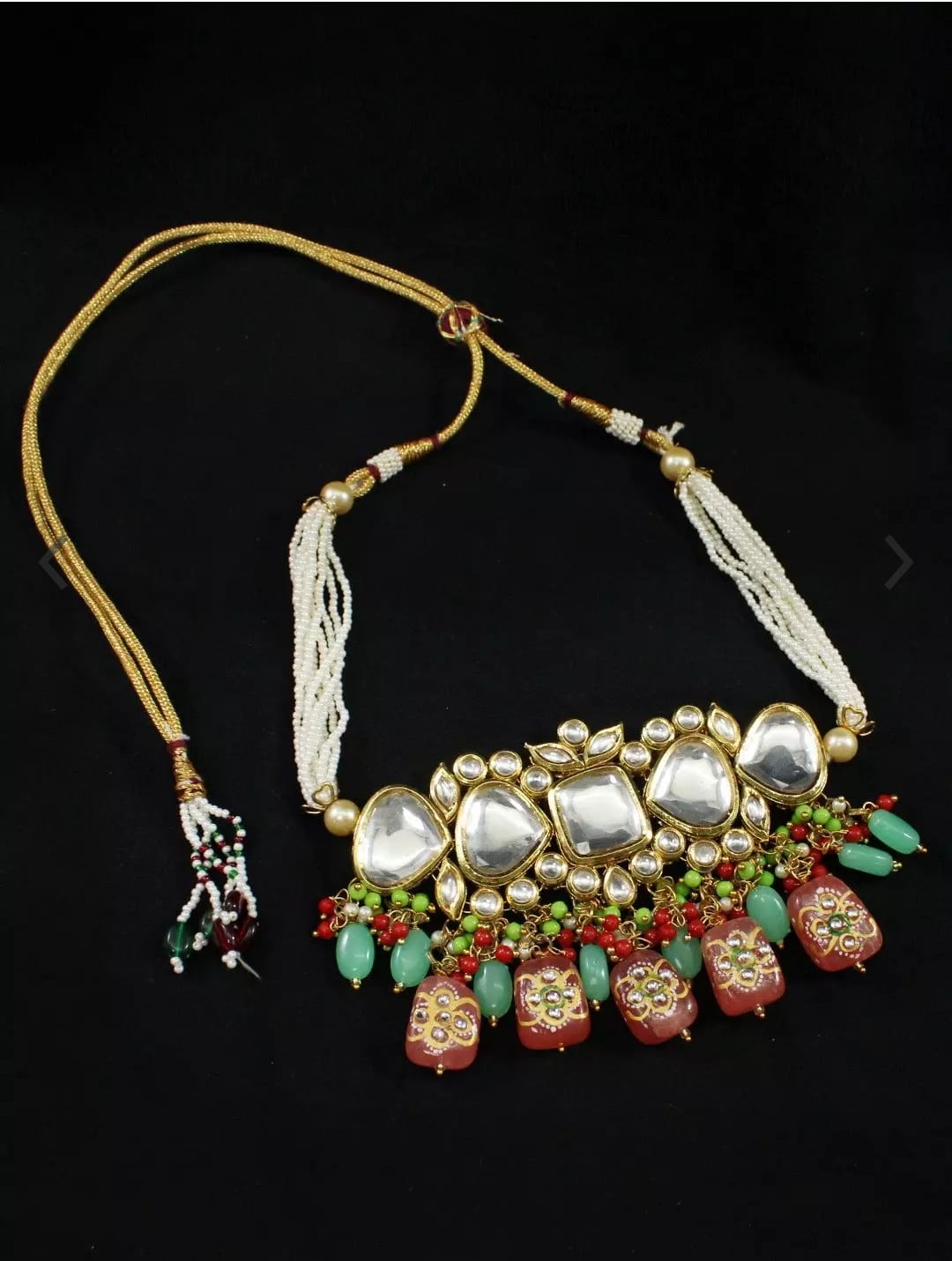 Gold Plated Elegant kundan Necklace set - Image 2