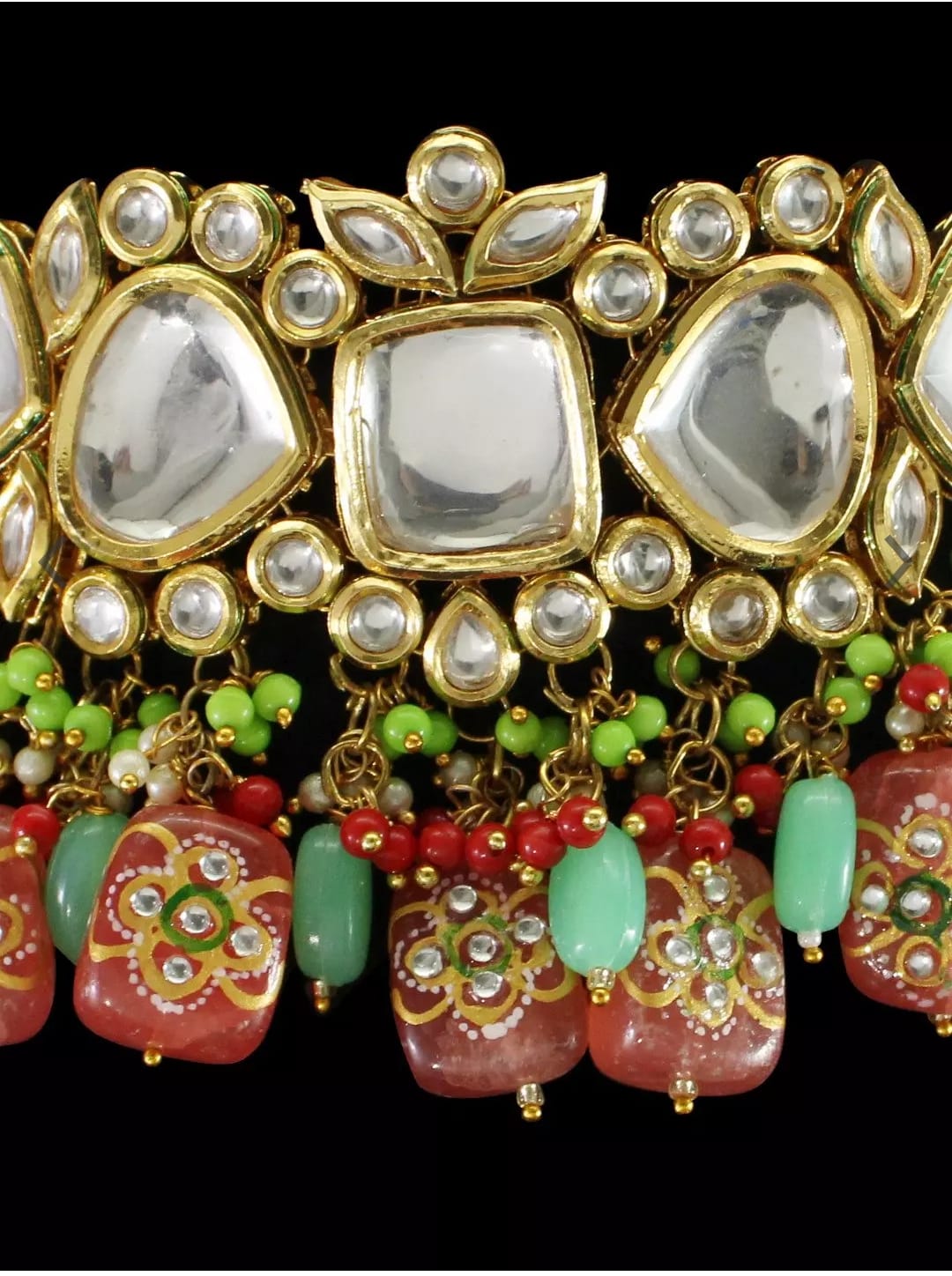 Gold Plated Elegant kundan Necklace set - Image 5